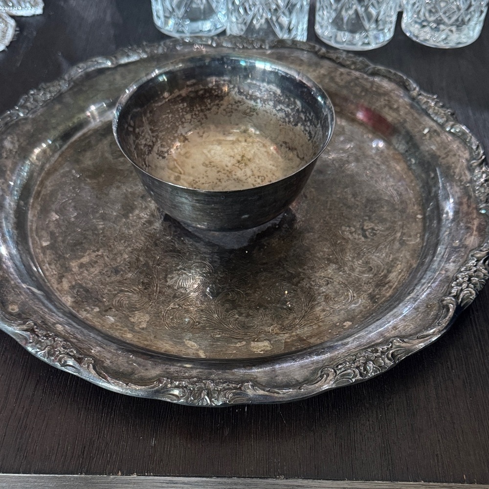 Antique Vintage Silver Decorative Plate and Bowl - Picture 5 of 5